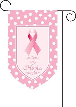Monogrammed Pink Ribbon Garden Flag