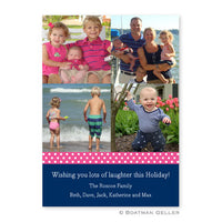 Polka Dot Ribbon Raspberry & Navy Photocard