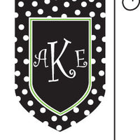 Monogrammed Black and Lime Polka Dot Garden Flag