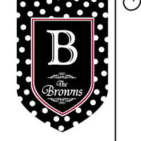 Monogrammed Polka Dot Black Garden Flag