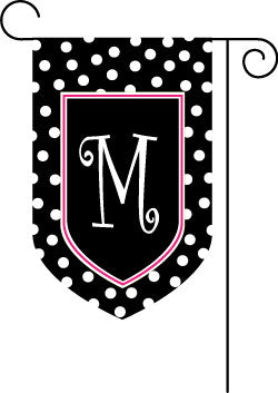 Monogrammed Polka Dot Black with Pink Border Garden Flag