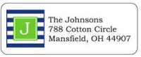 Navy and Green Block Address Label