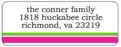 Hot Pink and Green Stripe Address Label