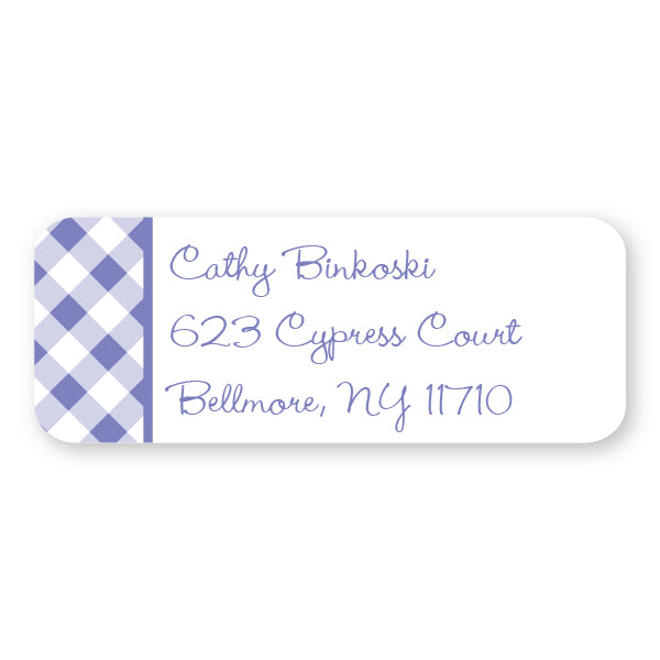 Purple Gingham Address Label