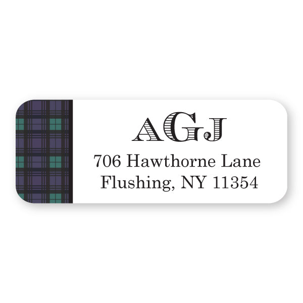 Black Watch Plaid Address Label