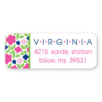 Pink and Navy Floral Side Address Label
