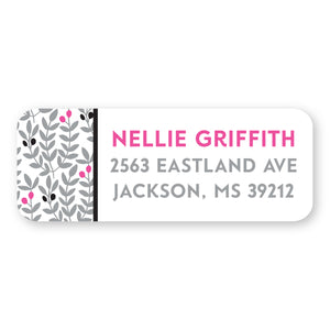 Gray and Pink Vine Address Label