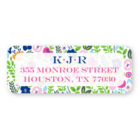 Navy Floral Background Address Label
