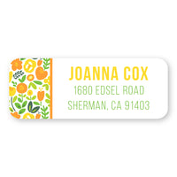 Orange and Yellow Floral Side Address Label
