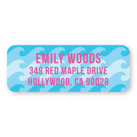 Turquoise and Pink Waves Address Label
