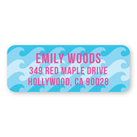 Turquoise and Pink Waves Address Label