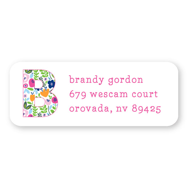 Pink Floral Address Label