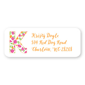 Orange Floral Address Label