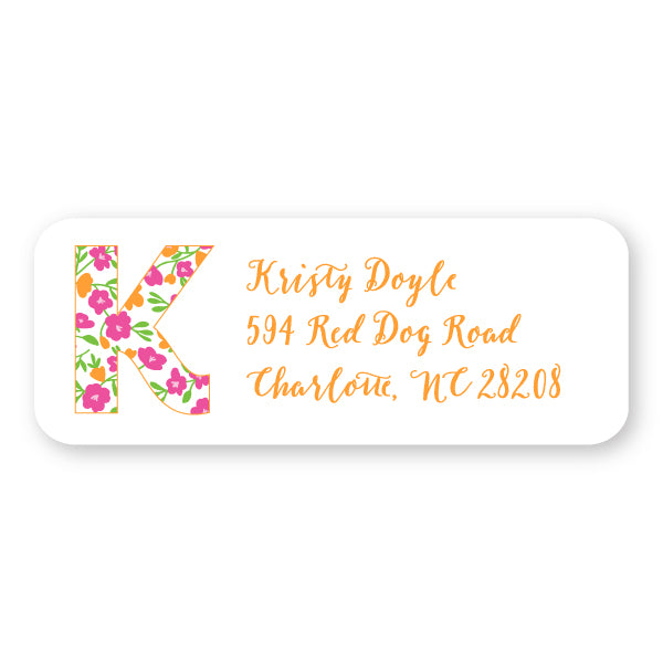 Orange Floral Address Label
