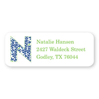 Green and Navy Floral Address Label
