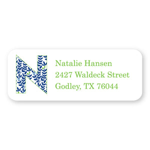 Green and Navy Floral Address Label