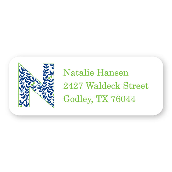 Green and Navy Floral Address Label
