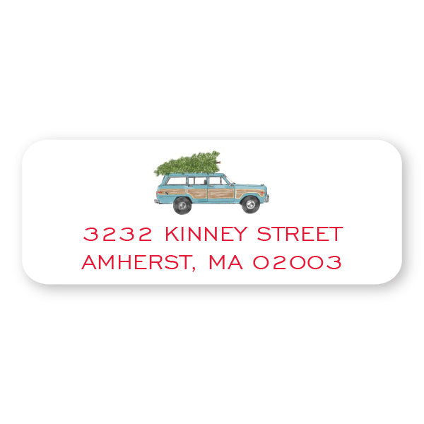 Jeep with Christmas Tree Address Label