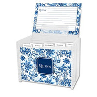 Classic Floral Blue Recipe Box