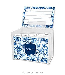 Classic Floral Blue Recipe Box