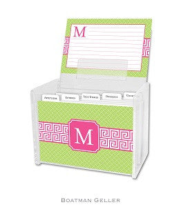 Greek Key Band Pink Recipe Box