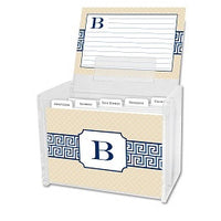 Greek Key Band Navy Recipe Box