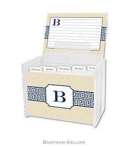 Greek Key Band Navy Recipe Box