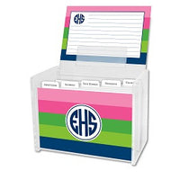 Bold Stripe Pink, Green, & Navy Recipe Box