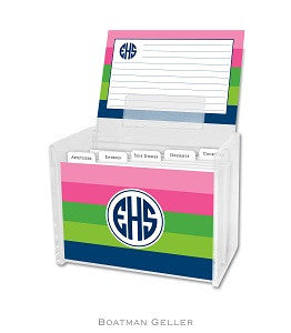 Bold Stripe Pink, Green, & Navy Recipe Box