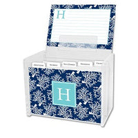 Coral Repeat Navy Recipe Box