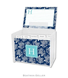 Coral Repeat Navy Recipe Box