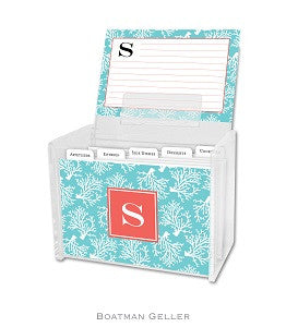 Coral Repeat Teal Recipe Box