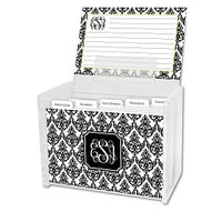 Madison Damask White with Black Recipe Box