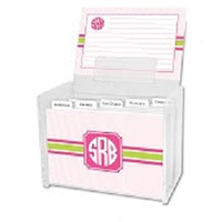 Seersucker Band Pink & Green Recipe Box