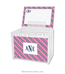 Repp Tie Pink & Navy Recipe Box