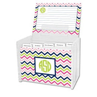 Chevron Pink, Navy, & Lime Recipe Box