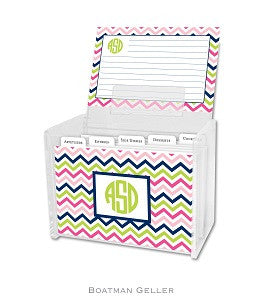 Chevron Pink, Navy, & Lime Recipe Box