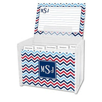 Chevron Blue & Red Recipe Box