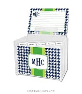 Alex Houndstooth Navy Recipe Box