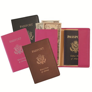 Monogrammed Leather Foil Stamped RFID Blocking Passport Jacket