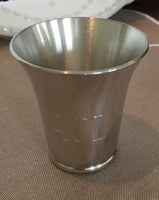 Engraved Pewter Coin Jigger
