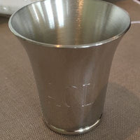 Engraved Pewter Coin Jigger