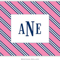 Repp Tie Pink & Navy Foldover Note