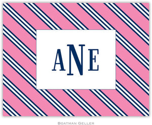 Repp Tie Pink & Navy Foldover Note