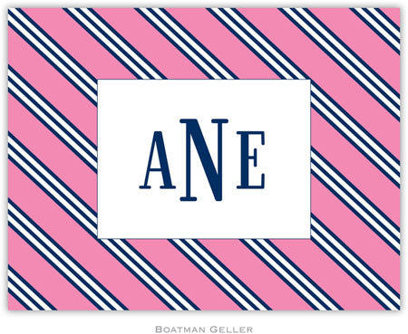 Repp Tie Pink & Navy Foldover Note