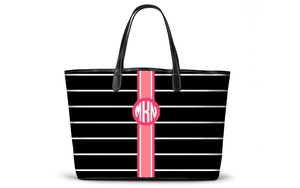 Monogrammed St Anne Diaper Bag - Black French Stripe