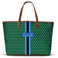 Monogrammed St Anne Diaper Bag - Green Geometric