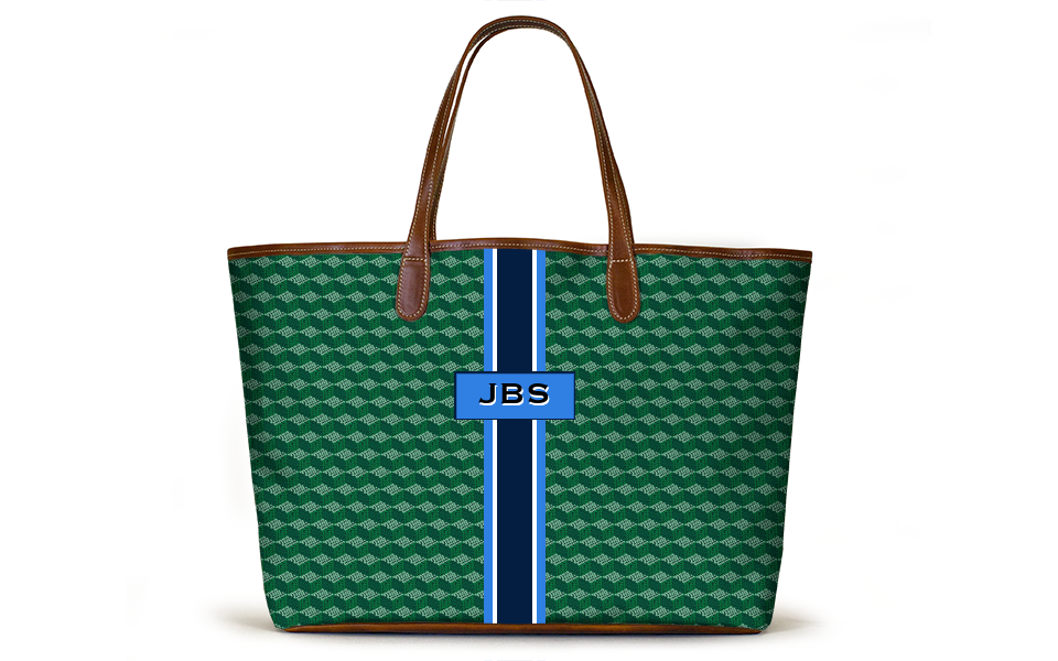 Monogrammed St Anne Diaper Bag - Green Geometric