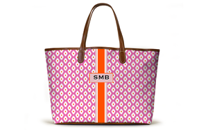 Monogrammed St Anne Diaper Bag - Elle Pink Ikat