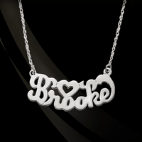 Script with Heart Nameplate Necklace